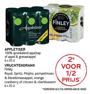 Promotions Appletiser of vruchtendrank finley - Produit maison - Alvo - Valide de 09/08/2017 à 22/08/2017 chez Alvo