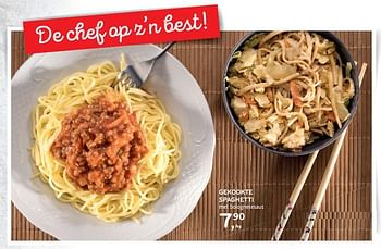 Promoties Gekookte spaghetti met bolognesesaus - Huismerk - Alvo - Geldig van 09/08/2017 tot 22/08/2017 bij Alvo