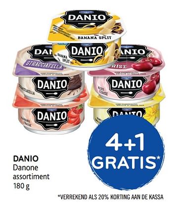 Promoties Danio danone assortiment 4+1 gratis - Danone - Geldig van 09/08/2017 tot 22/08/2017 bij Alvo