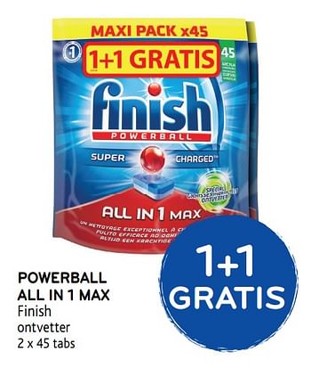 Promoties Powerball all in 1 max finish 1+1 gratis - Finish - Geldig van 09/08/2017 tot 22/08/2017 bij Alvo