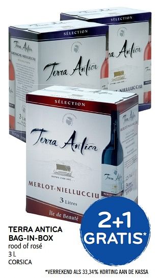 Promoties Terra antica bag-in-box rood of rosé 2+1 gratis - Rode wijnen - Geldig van 09/08/2017 tot 22/08/2017 bij Alvo