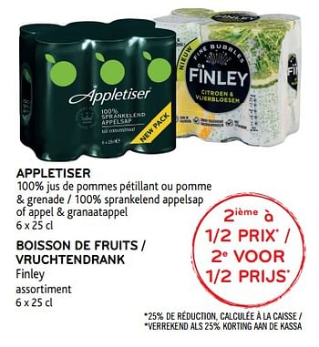 Promoties Appletiser ou boisson de fruits finley - Huismerk - Alvo - Geldig van 09/08/2017 tot 22/08/2017 bij Alvo