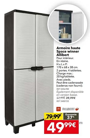 Promotions Armoire haute space winner allibert - Allibert - Valide de 08/08/2017 à 28/08/2017 chez BricoPlanit