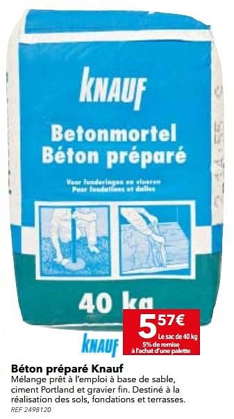Promotions Béton préparé knauf - Knauf - Valide de 08/08/2017 à 28/08/2017 chez BricoPlanit
