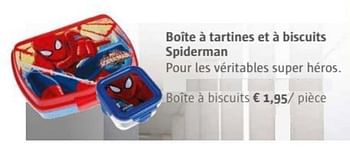 Promotions Boîte à tartines et à biscuits spiderman - Spider-man - Valide de 01/07/2017 à 31/08/2017 chez Ava