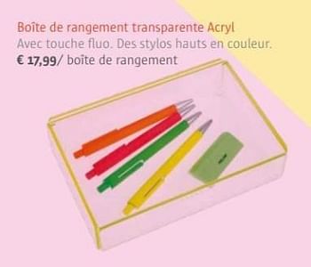 Promotions Boîte de rangement transparente acryl - Produit Maison - Ava - Valide de 01/07/2017 à 31/08/2017 chez Ava