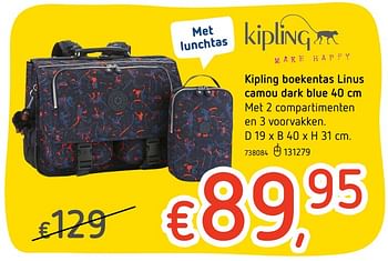 Promoties Kipling boekentas linus camou dark blue - Kipling - Geldig van 27/07/2017 tot 20/09/2017 bij Dreamland