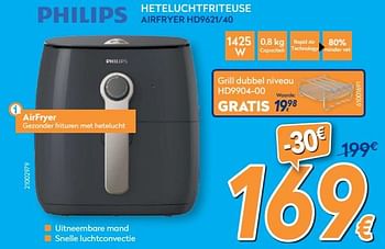 Promoties Philips heteluchtfriteuse airfryer hd9621-40 - Philips - Geldig van 01/08/2017 tot 27/08/2017 bij Krefel