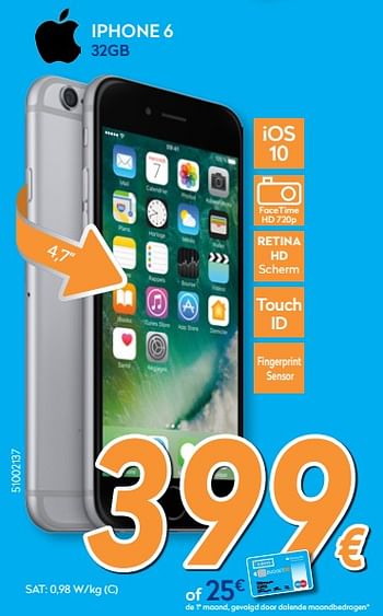 Promoties Apple iphone 6 32gb - Apple - Geldig van 01/08/2017 tot 27/08/2017 bij Krefel