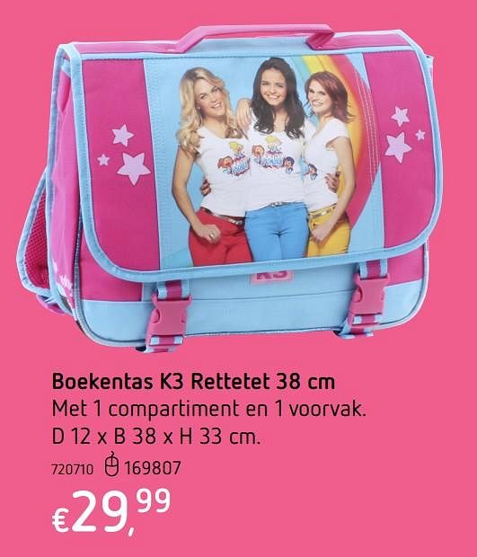 K3 Boekentas k3 rettetet Promotie bij Dreamland