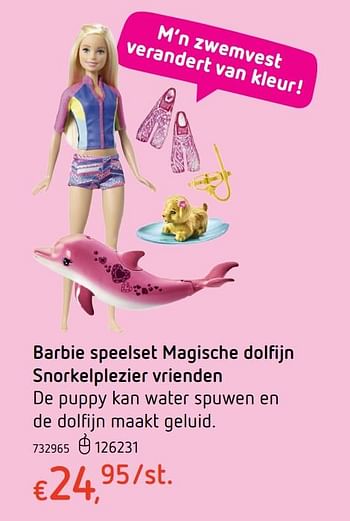 Promoties Barbie speelset magische dolfijn snorkelplezier vrienden - Mattel - Geldig van 27/07/2017 tot 20/09/2017 bij Dreamland