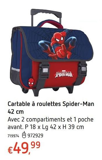 Promoties Cartable à roulettes spider-man - Spider-man - Geldig van 27/07/2017 tot 02/09/2017 bij Dreamland