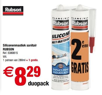 Promotions Siliconenmastiek sanitair rubson - Rubson - Valide de 08/08/2017 à 21/08/2017 chez Brico