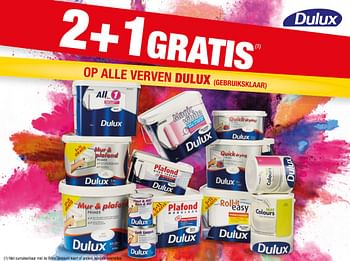 Promotions 2+1gratis op alle verven dulux - Dulux - Valide de 08/08/2017 à 21/08/2017 chez Brico