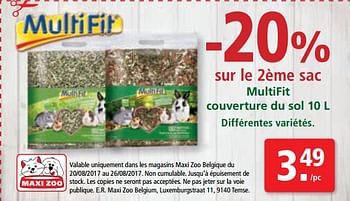 Promotions Multifit couverture du sol - Multifit - Valide de 20/08/2017 à 26/08/2017 chez Maxi Zoo