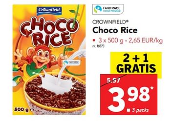 Promotions Choco rice - Crownfield - Valide de 14/08/2017 à 19/08/2017 chez Lidl