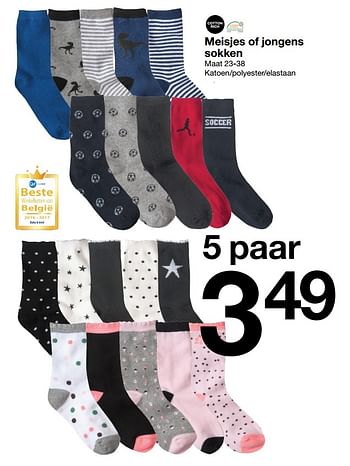 Promotions Meisjes of jongens sokken - Produit maison - Zeeman  - Valide de 05/08/2017 à 12/08/2017 chez Zeeman