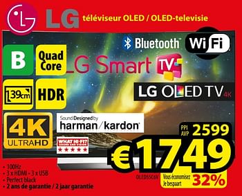 Promotions Lg téléviseur oled - oled-televisie oled55c6v - LG - Valide de 02/08/2017 à 31/08/2017 chez ElectroStock