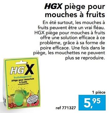 Promotions Hg piège pour mouches à fruits - HG - Valide de 09/08/2017 à 27/08/2017 chez Hubo
