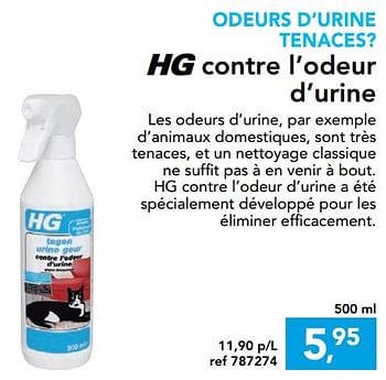 Promotions Hg contre l`odeur d`urine - HG - Valide de 09/08/2017 à 27/08/2017 chez Hubo