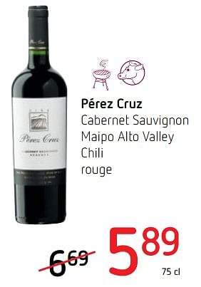 Promotions Pérez cruz cabernet sauvignon maipo alto valley chili rouge - Vins rouges - Valide de 10/08/2017 à 23/08/2017 chez Spar (Colruytgroup)