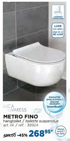 Promotions Metro fino smartflush hangtoilet - toilette suspendue - Luca varess - Valide de 01/08/2017 à 27/08/2017 chez X2O