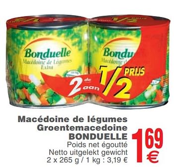 Promoties Macédoine de légumes groentemacedoine bonduelle - Bonduelle - Geldig van 14/08/2017 tot 21/08/2017 bij Cora