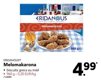 Promoties Melomakarona - Eridanous - Geldig van 21/08/2017 tot 26/08/2017 bij Lidl
