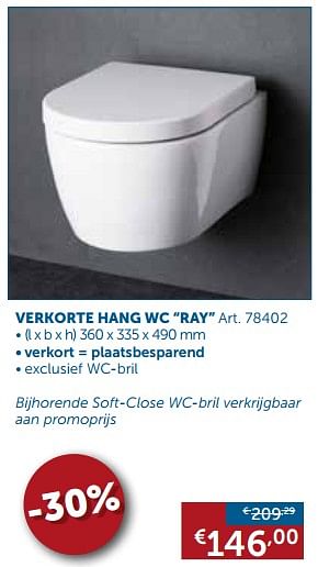 Promotions Verkorte hang wc ray - Produit maison - Zelfbouwmarkt - Valide de 22/08/2017 à 25/09/2017 chez Zelfbouwmarkt
