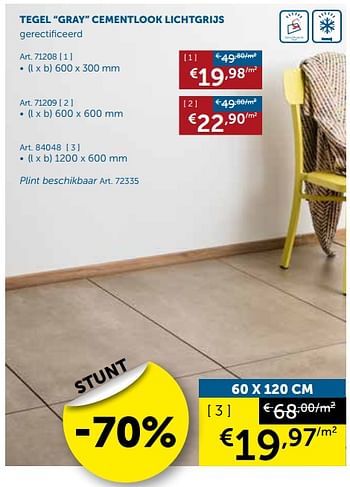 Promoties Tegel gray cementlook lichtgrijs - BelPiero - Geldig van 22/08/2017 tot 25/09/2017 bij Zelfbouwmarkt