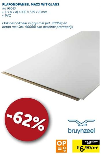 Promoties Plafondpaneel maxx wit glans - Bruynzeel - Geldig van 22/08/2017 tot 25/09/2017 bij Zelfbouwmarkt