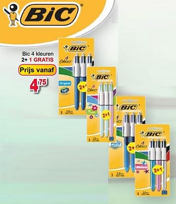 Promoties Bic 4 kleuren - BIC - Geldig van 10/08/2017 tot 04/09/2017 bij Deproost