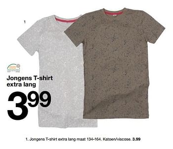 Promotions Jongens t-shirt extra lang - Produit maison - Zeeman  - Valide de 19/08/2017 à 26/08/2017 chez Zeeman