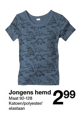 Promotions Jongens hemd - Produit maison - Zeeman  - Valide de 19/08/2017 à 26/08/2017 chez Zeeman