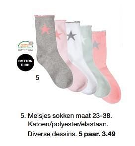 Promoties Meisjes sokken - Huismerk - Zeeman  - Geldig van 19/08/2017 tot 26/08/2017 bij Zeeman