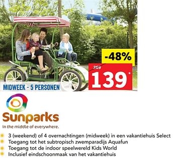 Promoties Midweek - 5 personen - Sunparks - Geldig van 17/08/2017 tot 31/08/2017 bij Lidl