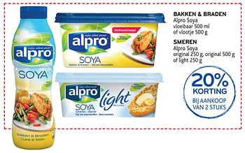 Promoties Bakken + braden alpro soya - Alpro - Geldig van 23/08/2017 tot 05/09/2017 bij Alvo