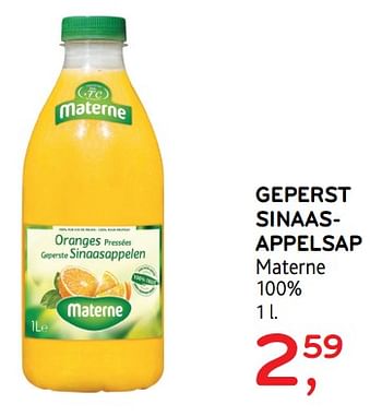Promotions Geperst sinaasappelsap materne - Materne - Valide de 23/08/2017 à 05/09/2017 chez Alvo