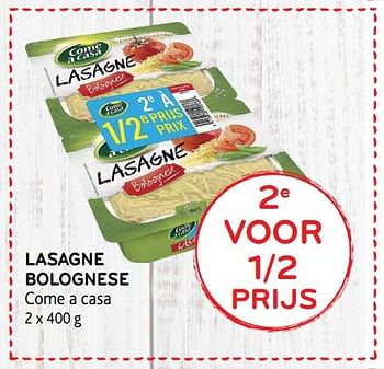 Promoties Lasagne bolognese come a casa - Come a Casa - Geldig van 23/08/2017 tot 05/09/2017 bij Alvo