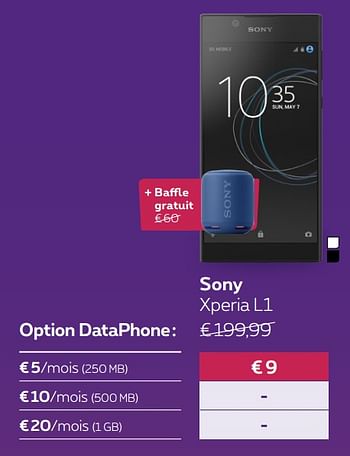 Promotions Sony xperia l1 - Sony - Valide de 14/08/2017 à 01/10/2017 chez Proximus