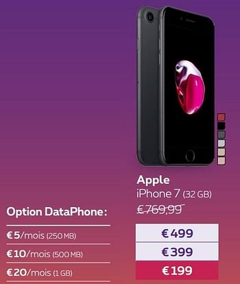 Promotions Apple iphone 7 (32 gb) - Apple - Valide de 14/08/2017 à 01/10/2017 chez Proximus