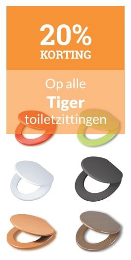 Promoties 20% korting op alle tiger toiletzittingen - Tiger - Geldig van 01/09/2017 tot 30/09/2017 bij Sanitairwinkel