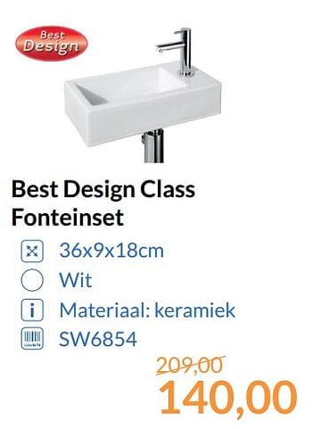 Promoties Best design class fonteinset - Best Design - Geldig van 01/09/2017 tot 30/09/2017 bij Sanitairwinkel