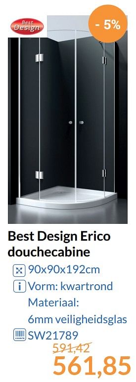 Promotions Best design erico douchecabine - Best Design - Valide de 01/09/2017 à 30/09/2017 chez Magasin Salle de bains