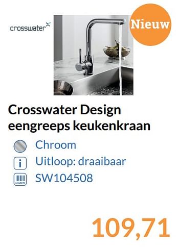 Promotions Crosswater design eengreeps keukenkraan - Crosswater - Valide de 01/09/2017 à 30/09/2017 chez Magasin Salle de bains