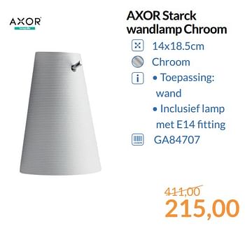 Promoties Axor starck wandlamp chroom - Axor - Geldig van 01/09/2017 tot 30/09/2017 bij Sanitairwinkel
