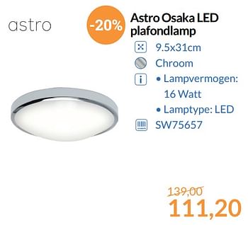 Promoties Astro osaka led plafondlamp - Astro - Geldig van 01/09/2017 tot 30/09/2017 bij Sanitairwinkel