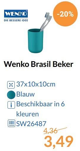 Promoties Wenko brasil beker - Wenko - Geldig van 01/09/2017 tot 30/09/2017 bij Sanitairwinkel
