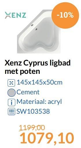 Promoties Xenz cyprus ligbad met poten - Xenz - Geldig van 01/09/2017 tot 30/09/2017 bij Sanitairwinkel