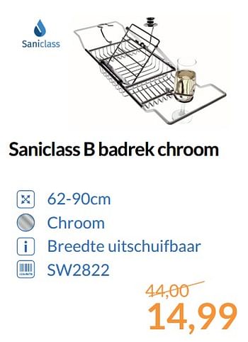 Promoties Saniclass b badrek chroom - Saniclass - Geldig van 01/09/2017 tot 30/09/2017 bij Sanitairwinkel